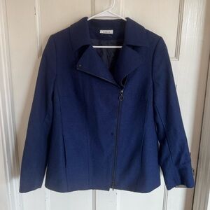 Akris Punto navy blue wool jacket size US14